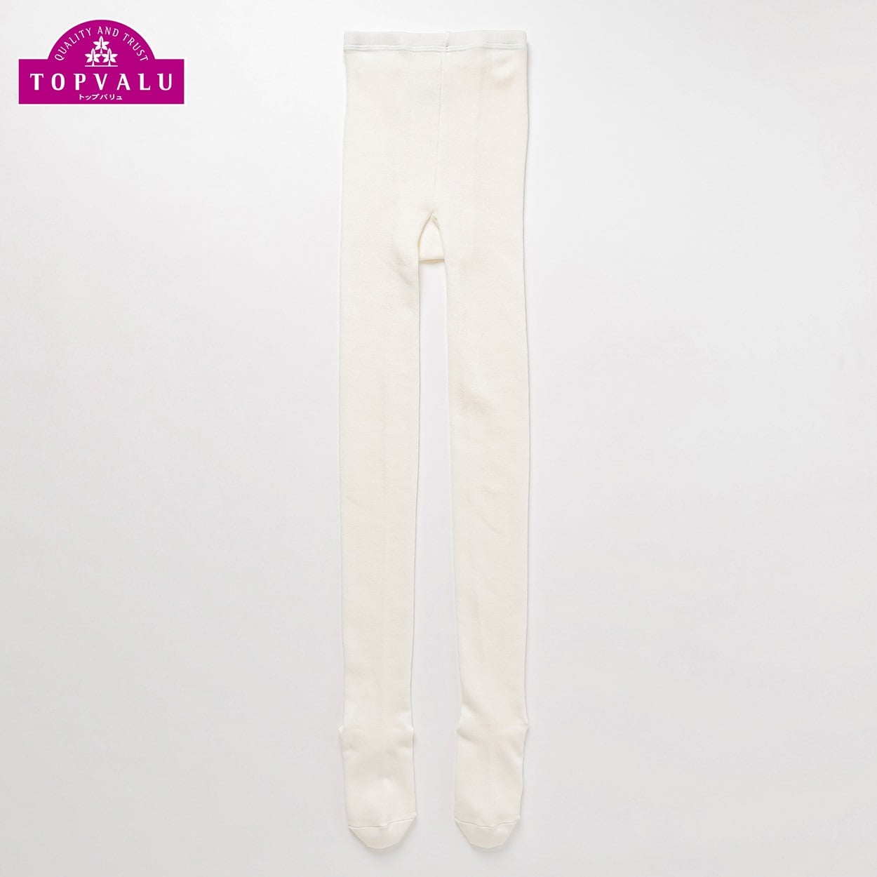 ピースフィットウォーム コットンブレンドタイツ 105-150cm（綿混・後ろマチ付） キッズ 女の子 トップバリュ(ホワイト-105cm)