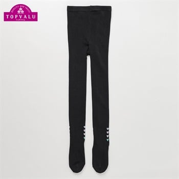 ピースフィットウォーム コットンブレンドタイツ 105cm/120㎝（綿混・後ろマチ付） キッズ 女の子 トップバリュ(ブラック-105cm)