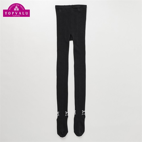 ピースフィットウォーム コットンブレンドタイツ 135cm/150cm（綿混・後ろマチ付） キッズ 女の子 トップバリュ(ブラック-135cm)
