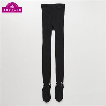 ピースフィットウォーム コットンブレンドタイツ 135cm/150cm（綿混・後ろマチ付） キッズ 女の子 トップバリュ(ブラック-135cm)