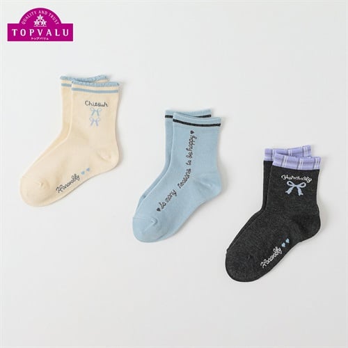カジュアルソックス クルー丈3足組 キッズ 女の子 トップバリュ 16-21cm