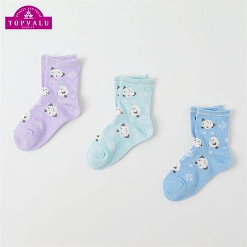 カジュアルソックス クルー丈3足組 キッズ 女の子 トップバリュ 16-21cm(シマエナガ-16-21cm)