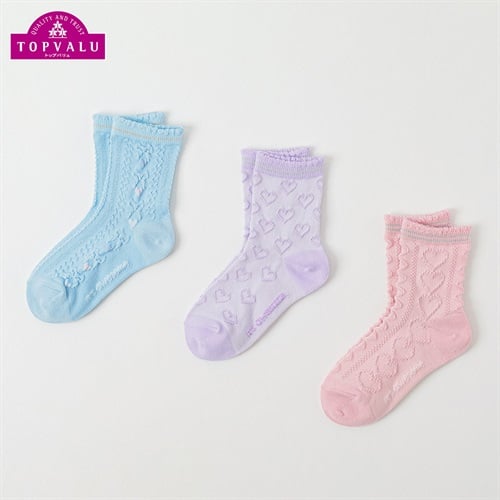 カジュアルソックス クルー丈3足組 キッズ 女の子 トップバリュ 16-21cm