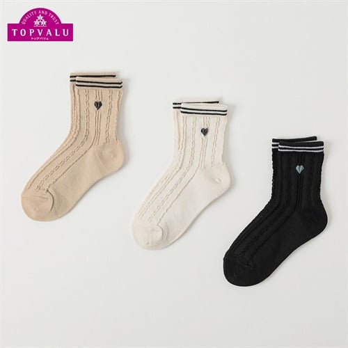 カジュアルソックス クルー丈3足組 キッズ 女の子 トップバリュ 19-24cm