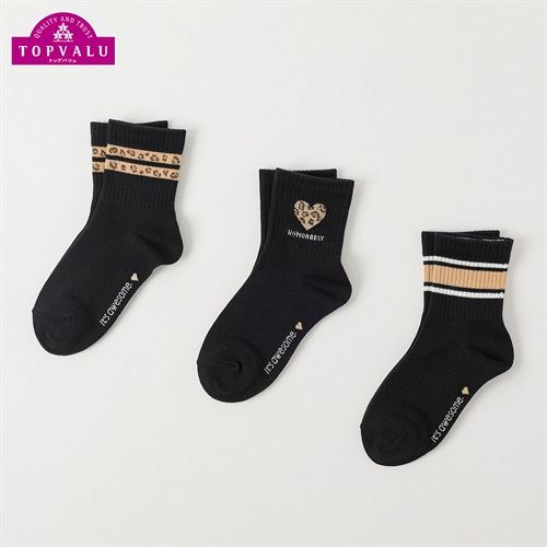 カジュアルソックス クルー丈3足組 キッズ 女の子 トップバリュ 19-24cm