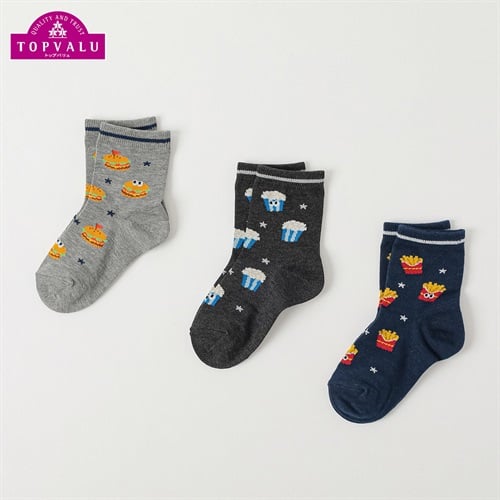 カジュアルソックス クルー丈3足組 キッズ 男の子 トップバリュ 16-21cm