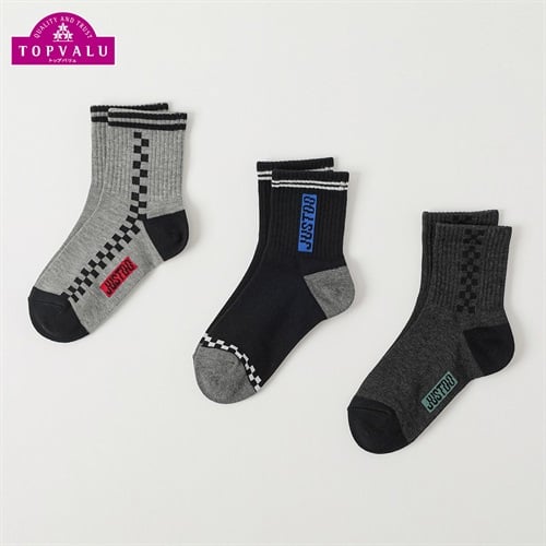 カジュアルソックス クルー丈3足組 キッズ 男の子 トップバリュ 19-24cm