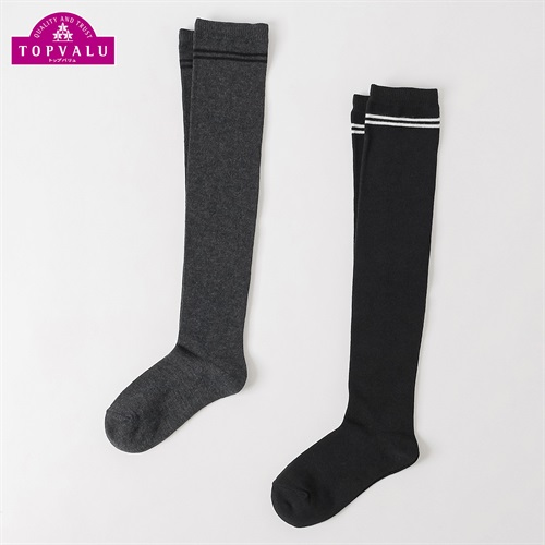 カジュアルソックス 2足組（オーバーニー）19-24cm キッズ 女の子 トップバリュ(2足組C-19-24cm)