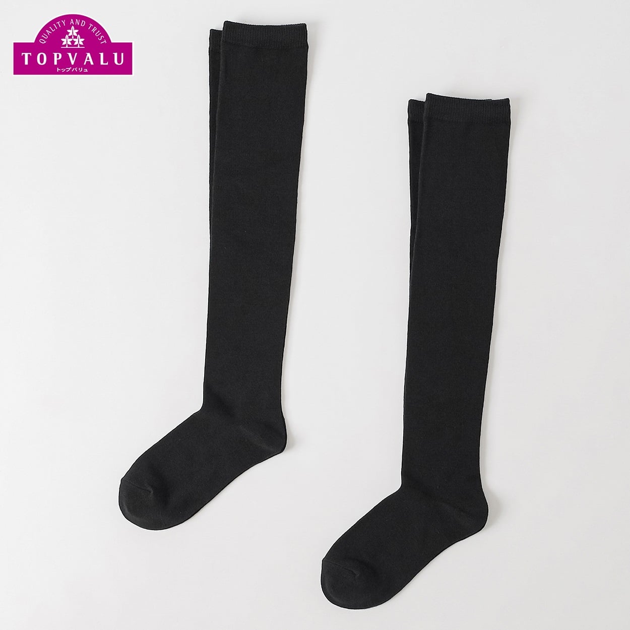 カジュアルソックス 2足組（オーバーニー）19-24cm キッズ 女の子 トップバリュ(2足組D-19-24cm)