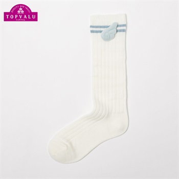 くしゅクルーレングスソックス 30cm丈 羽付き キッズ 女の子 トップバリュ(ホワイト-19-24cm)