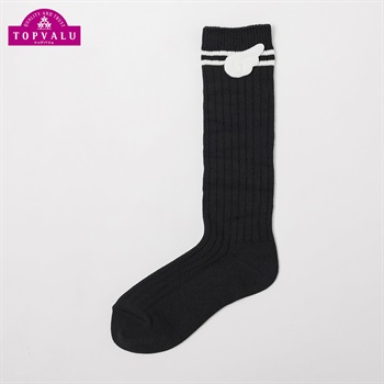 くしゅクルーレングスソックス 30cm丈 羽付き キッズ 女の子 トップバリュ(ブラック-19-24cm)
