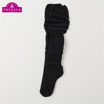 くしゅ ニーハイソックス 58cm丈 キッズ 女の子 トップバリュ 19-24cm(ブラック-19-24cm)
