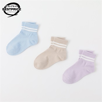 カジュアルソックス ショートクルー丈３足組 16-21cm キッズ 女の子 トップバリュ ベストプライス(3足組C-16-21cm)