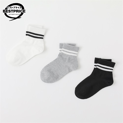 カジュアルソックス ショートクルー丈３足組 16-21cm キッズ 女の子 トップバリュ ベストプライス(3足組D-16-21cm)