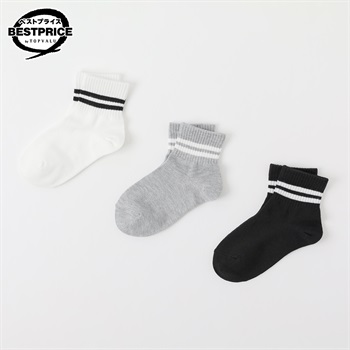 カジュアルソックス ショートクルー丈３足組 16-21cm キッズ 女の子 トップバリュ ベストプライス(3足組D-16-21cm)