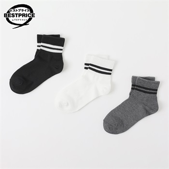 カジュアルソックス ショートクルー丈３足組 19-24cm キッズ 女の子 トップバリュ ベストプライス(3足組D-19-24cm)