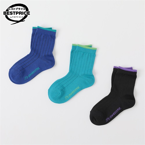 カジュアルソックス クルー丈３足組 16-21cm キッズ 男の子 トップバリュ ベストプライス