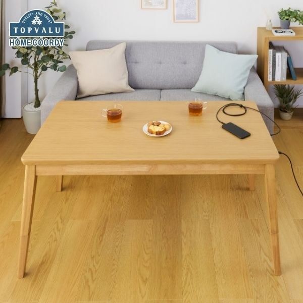 ホームコーディ　USBポート付きセンターテーブルにもなるこたつ(ナチュラル-120cm)