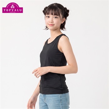 SilkyFACT(シルキーファクト) ハーフトップ内蔵カップ付タンクトップ トップバリュ PEACE FIT(ピースフィット) おんなのこのミカタ キッズ 女の子 140cm-165cm(ブラック-140cm)