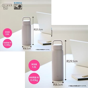 象印　食洗器対応　シームレス　ステンレスマグ　ＳＵ-ＤＡ８０／１００　