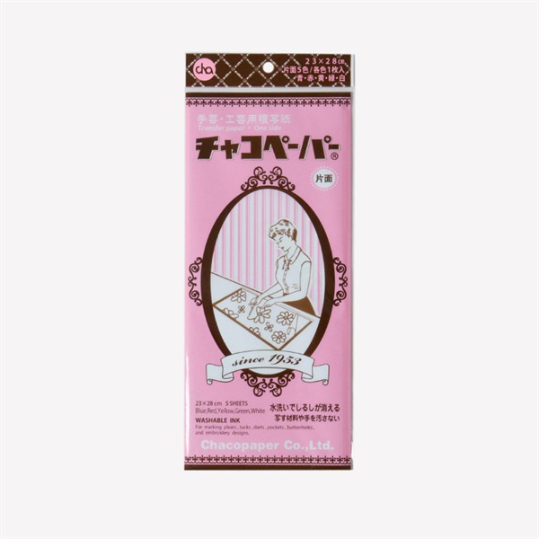 チャコペーパー 片面(５色セット)　２８×２３ｃｍ　(青・黄・赤・白・緑)(５色セット)