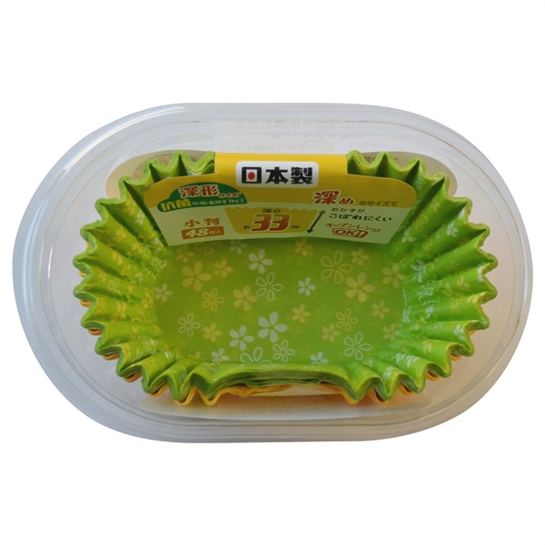 おかずカップ　抗菌　小花おかずカップ(深形小判)