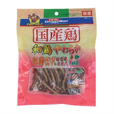 和鶏やわらか軟骨サンド 砂ぎも&もも肉+野菜 120g ドギーマン DoggyMan ドギーマンハヤシ