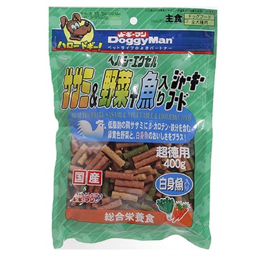 ヘルシーエクセル ササミ&野菜+魚入り ジャーキーフード 400g ドギーマン DoggyMan ドギーマンハヤシ