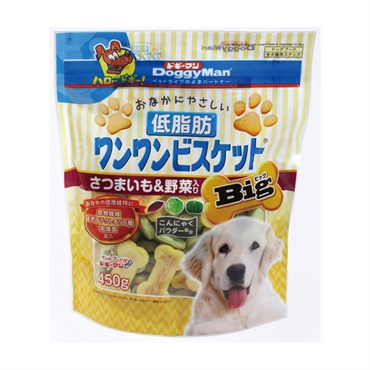 おなかにやさしい 低脂肪 ワンワンビスケット Big さつまいも&野菜入り 450g ドギーマン DoggyMan ドギーマンハヤシ
