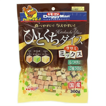 ひとくちダイス ササミ ミックス 300g ドギーマン DoggyMan ドギーマンハヤシ