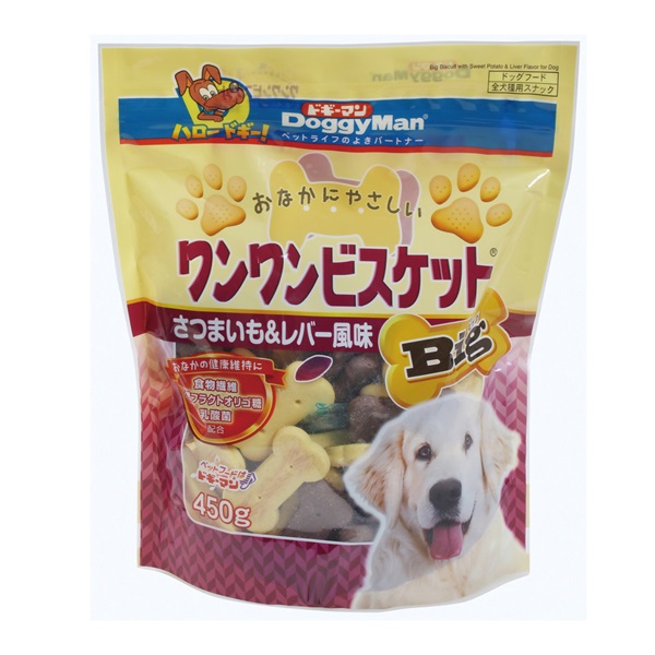 おなかにやさしい ワンワンビスケット Big さつまいも&レバー風味 450g ドギーマン DoggyMan ドギーマンハヤシ(450g)