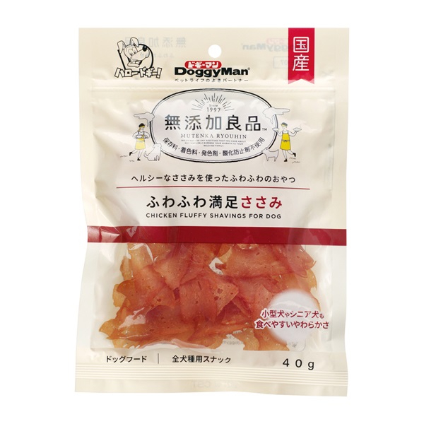 無添加良品 ふわふわ満足ささみ 40g 無添加良品 MUTENKA RYOUHIN ドギーマンハヤシ(4976555821253)