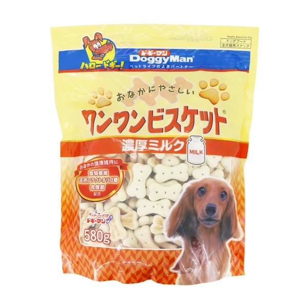 ドギーマン おなかにやさしい ワンワンビスケット 濃厚ミルク 580g DoggyMan ドギーマンハヤシ(580g)