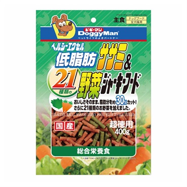 ドギーマン ヘルシーエクセル 低脂肪ササミ&21種類の野菜 ジャーキーフード 400g DoggyMan ドギーマンハヤシ