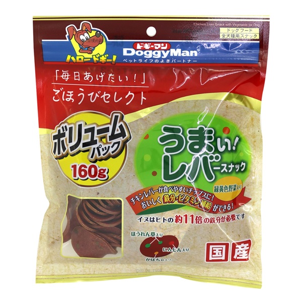 ごほうびセレクト うまい！レバースナック 緑黄色野菜入り 160g ドギーマン DoggyMan ドギーマンハヤシ(160g)