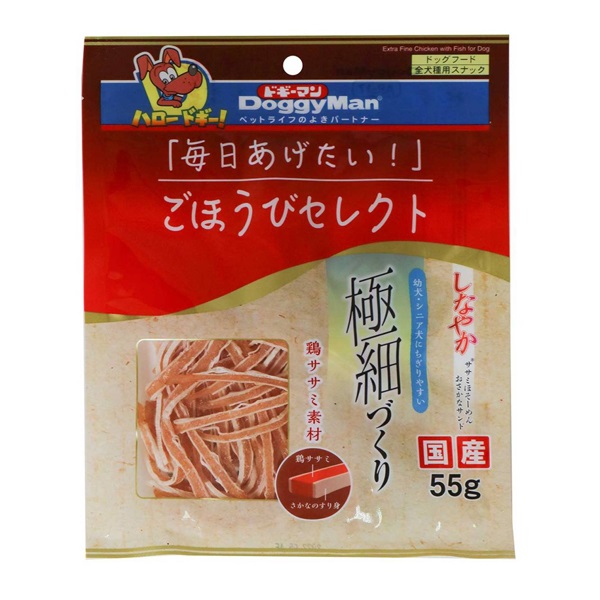 ごほうびセレクト しなやかササミほそーめん おさかなサンド 55g ドギーマン DoggyMan ドギーマンハヤシ(55g)
