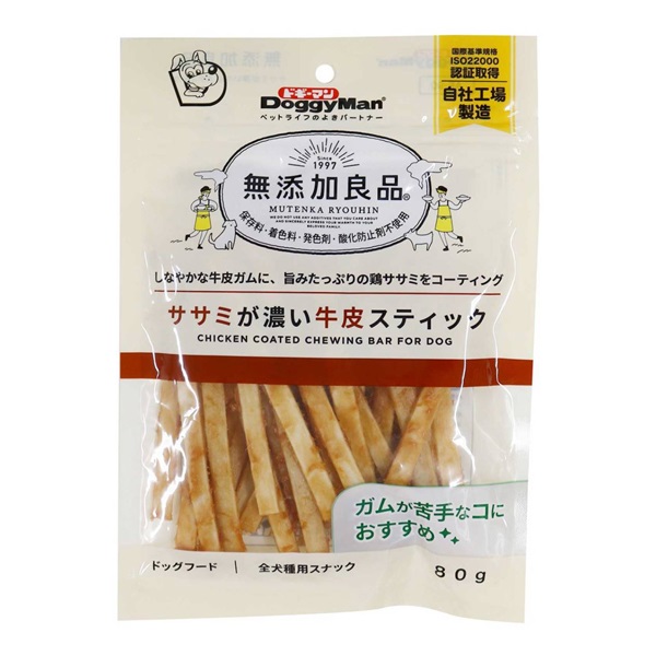 無添加良品 ササミが濃い牛皮スティック 80g ドギーマン DoggyMan ドギーマンハヤシ(80g)