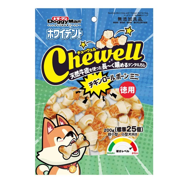 ホワイデント チューウェル Chewell チキンロールボーン ミニ 徳用 200g ドギーマン DoggyMan ドギーマンハヤシ(200g)
