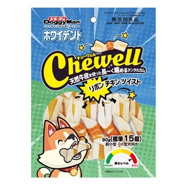ドギーマン ホワイデント チューウェル Chewell リボンチキンツイスト 90g/標準15個 DoggyMan ドギーマンハヤシ