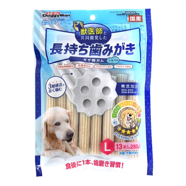 ホワイデント 長持ち歯みがき ギザ棒ガム ドギーマン DoggyMan ドギーマンハヤシ(ギザ棒ガムL 13本)