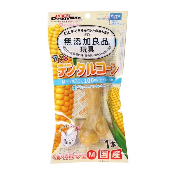 ドギーマン 無添加良品 カムカム デンタルコーン ぐるぐるボーン型 チキン風味 M 1本 DoggyMan ドギーマンハヤシ(1本)