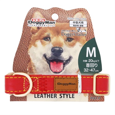 ドギーマン ドギーズテーラー Doggy's Tailor ドッグカラー くびわ レザースタイル M レッド DoggyMan ドギーマンハヤシ