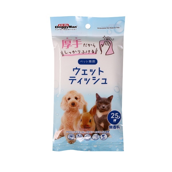 ペット専用 ウェットティッシュ 25枚 ドギーマン DoggyMan ドギーマンハヤシ(25枚)