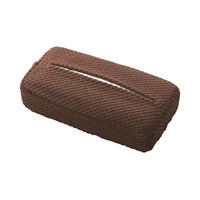 ストレッチティッシュカバー ソフトパック用 ブロック柄(ブラウン)