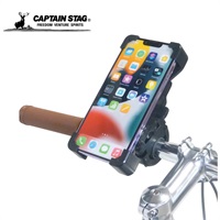キャプテンスタッグ　スマートフォンホルダー＜4点止め／360度回転／対応φ15～30mm＞（ブラック）　サイクル　自転車(Y-5007)