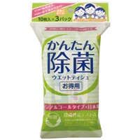 かんたん除菌 ウェットティシュ ノンアルコール 10枚×3個パック ハヤシ商事(10枚×3個パック)