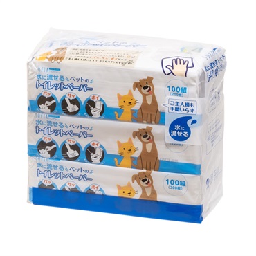 ソフィアタッチエコ 水に流せるペットのトイレットペーパー 100組×3個