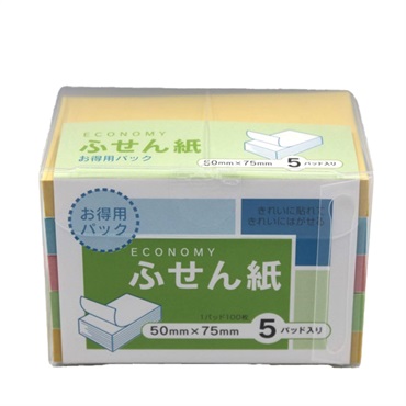 エコノミーパック付箋メモ パステルアソート 7550‐5P