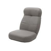 ヘッドリクライニング大判座面コイル入り座椅子(グレー-幅62×奥行73.5-125×高さ20-75cm)