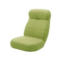 ヘッドリクライニング大判座面コイル入り座椅子(グリーン-幅62×奥行73.5-125×高さ20-75cm)